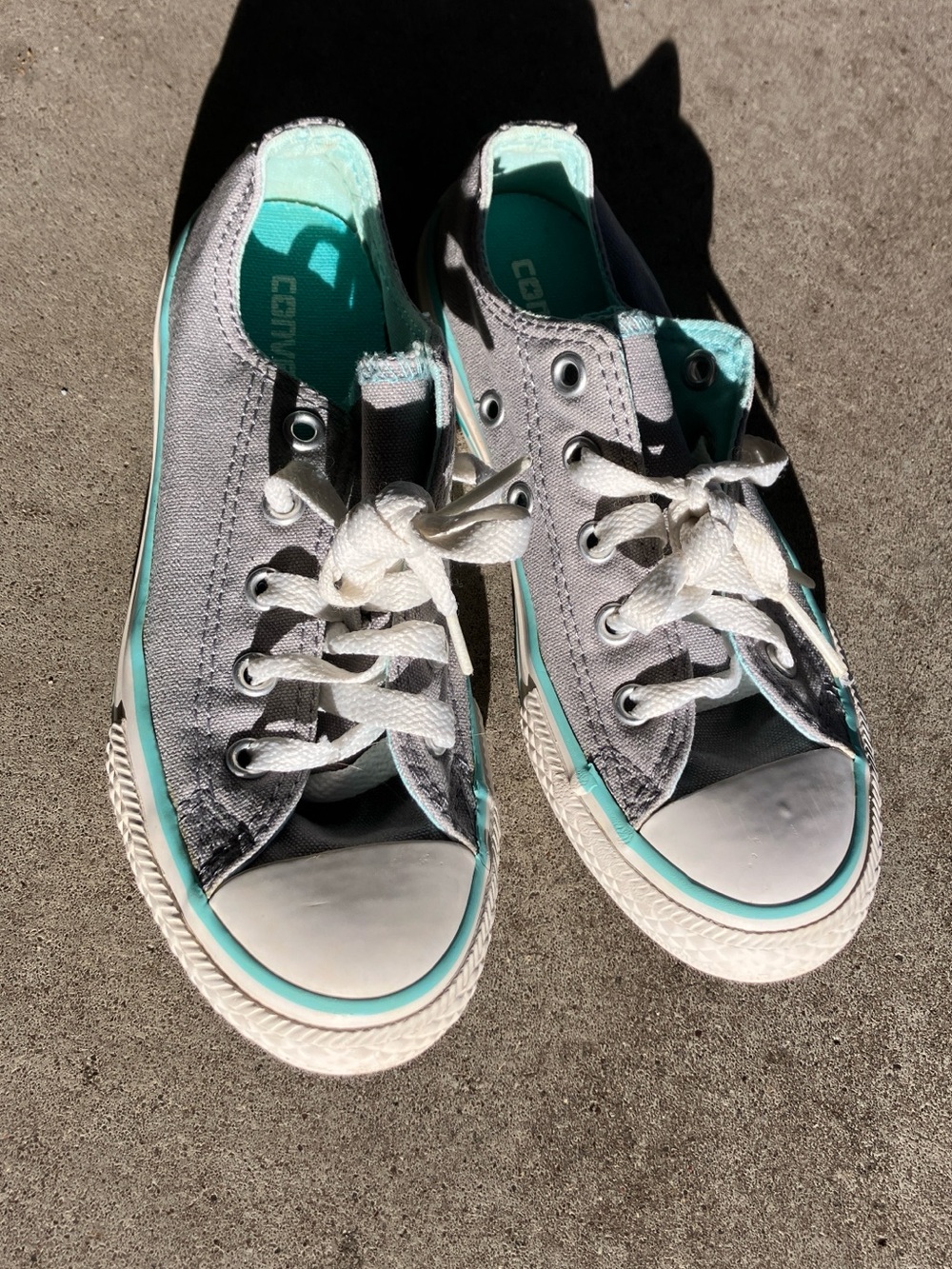 Converse Kids Low Top Sneakers in Gray and Teal